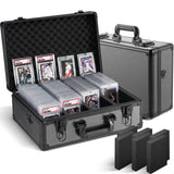 Graded Card Storage Box, Trading Cards Slab Carrying Case, 4 Row Hard Sports Cards Holder Boxes with 6 Dividers Fits for PSA BGS