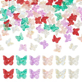 FASHEWELRY 120Pcs Glass Butterfly Beads Crystal Small Butterfly Insect Beads with Golden Foil Colorful Glass Loose Bead for DIY