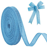 JaoZuyard Blue Burlap Ribbon 1/2 inch X 20 Yard Natural Linen Woven Ribbon DIY Handmade Wired Edging Production Wreath Holiday D