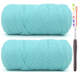 2 Pack Tshirt Yarn for Crocheting,Aqua BlueT Shirt Chunky Elastic Fabric Thick T-Shirt Crochet Yarn for Beginners Crocheting Han