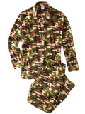 Mens Notch Collar Fleece Pajama Sets Camouflage Medium