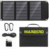MARBERO Portable Solar Panel 30W Solar Panel Charger 23% High Efficiency Foldable Solar Panels QC3.0 USB & DC Port Compatible with Cell Phone Ipad Laptop IP65 Waterproof for Camping Outdoor Cloudy