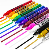 ARTISTRO 12 Oil-Based Permanent Paint Markers - Assorted Sets of Fine and Medium Tip Markers for Wood, Rock, Fabric, Glass, Cera