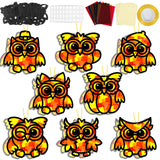 QOUBAI 32 Sets Fall Owl Suncatchers Craft Kit DIY Window Stained Glass Effect Autumn Owl Paper Crafts Home School Classroom Deco