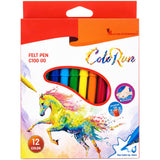 MALFAH Colorun Felt Tip Pens, 12 Vibrant Washable Colours, Fine 1mm Tip, Smooth Ink Flow, Colouring & Drawing Pens for Kids, Stu
