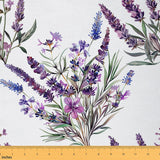 Purple Lavender Fabric by The Yard,Rustic Country Decor Upholstery Fabric,Purple Botaniclal Sewing Decorative Fabric,Village Gar