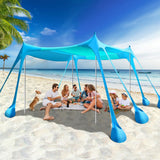 Rhino Valley Beach Tent, 10 x 10 FT Beach Shade UPF50+ Protection, BeachCanopy with 8 Sandbags 4 Stability Poles, Outdoor BeachT