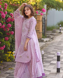 Anni Designer Women'S Rayon Blend Hand Block Printed Straight Kurta With Pant & Dupatta (Ragsri-Purple-Nw_5Xl_Purple_Xxxxx-Large),Purple,5XL,,,