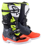 Alpinestars Youth Tech 7S Motocross Boots, CE-Certified Off-Road Protection, Comfort & Flexibility, 8, Dark Gray/Red flourescent