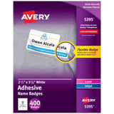 Avery Flexible Printable Name Badges, 2-1/3 x 3-3/8 Rectangle Labels, White, 5 Packs, 2,000 Removable Name Tag Stickers Total (5