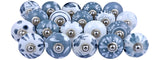 JGARTS 20 Knobs Grey & White Cream Hand Painted Ceramic Knobs Cabinet Drawer Pull Pulls