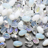 50PCS 10 * 15MM Teardrop Crystal Glass Beads for Jewelry Making, White Series Faceted Vertical Hole Teardrop Glass Spacer Beads