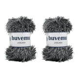 Buvemu Eyelash Fun Fur Yarn 100 Gram (3.53 Ounces) 175 Yards (160 Meters) (Black White - 2 Skeins)