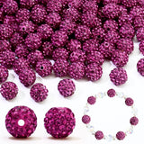 Dowarm 110PCS 10MM Fuchsia Rhinestone Beads for Jewelry Making, Round Polymer Clay Crystal Beads for Crafts Bracelet Baseball Ne