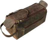 RUSTIC TOWN Buffalo Leather Toiletry Bag : Vintage Travel Shaving & Dopp Kit : for Toiletries, Cosmetics & More : Spacious Inter