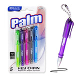 BAZIC Ballpoint Pen Palm Mini Pens w/Key Ring, Black Ink 1.0 mm Bold Point (5/Pack), 1Pack