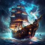 Diamond Art Kits for Adults, 5D Diamond Painting Kits, Pirate Ship Dimond Art Paintings Kit, Diamond Dot, Gem Painting Kit, Craf