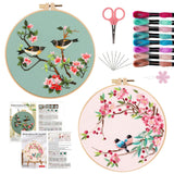 Offizon 3 PCS Embroidery Kit for Beginners - Cross Stitch DIY Craft Set, Bird Embroidery Accessories & Hoop Included, Hand Embro