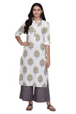 Gosriki Women'S White Color Cambric Fancy Long Straight Block Print Kurti (Shree Kur190111_White),White,,B07V5YHKYL