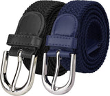 Zoro Stretchable Braided Cotton Belt | For Men And Women | Pack Of 2 (Black Blue)