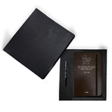 Brown Cloud Personalized Gift Set Of Dark Brown Leather Cover Notebook/Diary With Quote/Name And Customized Branded Ball Pen Wit