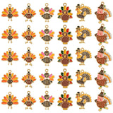UR URLIFEHALL 30 pcs 6 Styles Enamel Thanksgiving Turkey Charms Fall Cartoon Chicken Charms Pendant for DIY Bracelet Necklace Ea