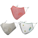 Masq By QOne Lotus 4 Layer, Reusable, With Ear Adjusters, AntiBacterial Bfe>99% Embroidered Linen Cloth Face Mask Without Valv
