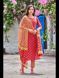 Gosriki Women'S Cotton Blend Straight Printed Kurta With Pant & Dupatta (Gaytri Red-Nrw-Gs_L_Red_Large),Red,,B0CCL264KC