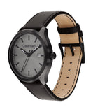 Calvin Klein Define Qtz Basic Calendar Gunmetal Round Dial Men'S Watch|Black Leather Material|Black Color Band - 25200355