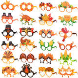 Hiboom 24 Pcs Thanksgiving Paper Glasses Fall Party Decoration Turkey Maple Leaf Eyeglasses Autumn Costume Photo Booth Props for