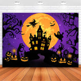 Avezano Halloween Backdrop Horror Moon Night Halloween Backdrops for Parties Haunted Castle Scary Pumpkin Witch Full Moon Photog