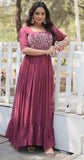 Wedani Faux Georgette Anarkali Kurta Set With Thread Work For Women (In Alpha S Regular Magenta),MAGENTA,S,Georgette,Anarkali,