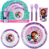 Get Trend Gabby's Dollhouse Dinnerware Sets for Kids, 5 Pc Tableware, Plate, Bowl, Cup, Spoon, Fork, Plates and Bowls Set, Gifts