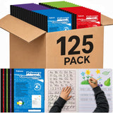 Fainne 125 Pack Primary Composition Notebooks K2 Bulk, Colorful Marble