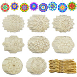 40 Pack 4 Inch Unfinished Wood Mandala to Paint Wooden Mandala Painting Crafts Art Slices for for Door Hanger Decor Halloween Ch