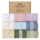 Keypan 1-1/2 x 18 Yd Cotton Ribbon for Gift Wrapping Wedding Invitations Bridal Flower Bouquets, Mixed Color Fabric Ribbons Set