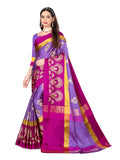 Leriya Fashion Saree for Women - Cotton Silk Traditional Print & Golden Zari Designer Rich Border with Un-Stitched Blouse Piece