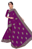Tamaira Fashion Womens Plain Weave Pure Cotton Saree With Heavy Embroidery And Stone Work Without Blouse Piece (Magenta)