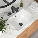 Mocoloo Undermount Bathroom Sink 18 x 14 Inch Rectangle Porcelain White Ceramic Bathroom Sink Deep Basin with Overflow Drain Und