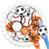 20PCS/Set Silicone Focal Bead Sports Balls Theme Loose Beads Accessory for DIY Keychains Bracelet Necklace Pens Lanyard Making