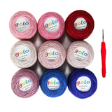golo Crochet Thread Size 10 Embroidery Thread 10g X 9 Crochet Yarn for Hand Knitting 10-9-5