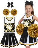 JenPen Cheerleader Costume for Girls, 5 Pieces Cheerleading Outfits for Toddlers Kids Girls Cheer Uniform, 3-9 Years (7-9 Years,