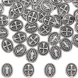SUNNYCLUE 1 Box 60Pcs Silver Cross Beads Crucifix Beads Tibetan Style Alloy Mini Metal Crosses Antique Silver Rosary Spacers for