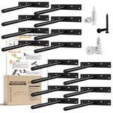 BATODA - 8 Floating Shelf Bracket Heavy Duty (16 pcs)-Solid Steel Blind Shelf Supports - Hidden Brackets for Floating Wood Shelv