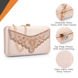 Adisa Beaded Formal Party Clutch With Pearls Handle Gold Chain For Women And Girls (Cl110-Gol),Gold,,B0DYYJ1VXN