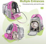 Cawypety Expandable Cat Backpack,Cat Bubble Backpack Carrier for Carrying Cats, Pets and Small Dogs,Airline-Approved,Designed for Travel, Hiking, Walking,Car (Pink