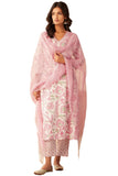Anni Designer Women'S Cotton Blend Straight Printed Kurta With Pant & Dupatta (Gojari Peach-Nw_M_Peach_Medium),Peach,M,,,