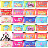 SilTriangle 24 Pieces Makeup Bags Bulk Canvas Cosmetic Bags Purse Organizer Zipper Cosmetic Pouch Portable Travel Toiletry Pouch