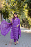 Anni Designer Women'S Rayon Blend Straight Printed Kurta With Pant & Dupatta (Feedback-Begani_L_Purple_Large),Purple,L,Rayon Blend,Regular,Dupatta
