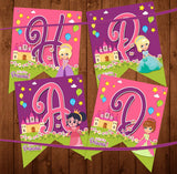 Princess Theme Happy Birthday Banner with Ribbon|Made in India|Decorate Your Birthday Party